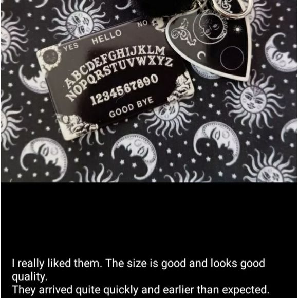 Halloween Ouija Planchette Black Pompom Keychain Handbag Tag - Picture 10 of 11